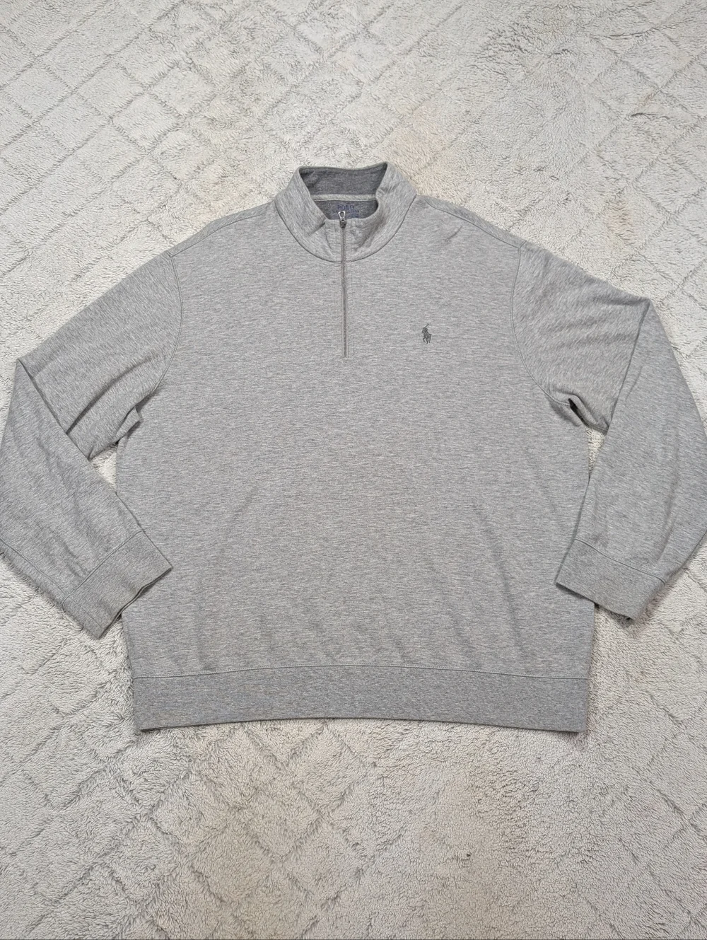 Polo Ralph Lauren Jacket Mens XL Gray Heather Luxury Jersey ¼ Zip Pullover